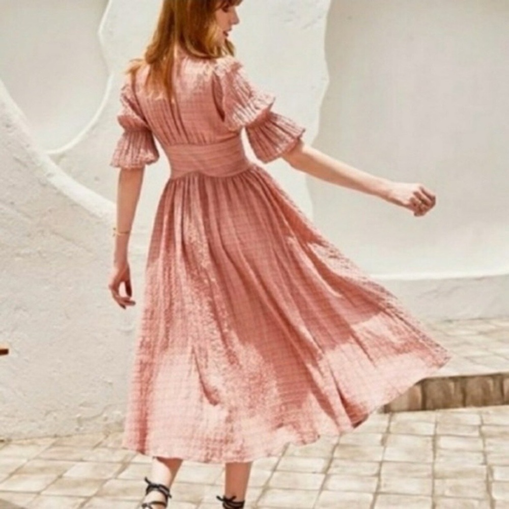 Anthropologie Dusty Rose Gauze Midi Dress